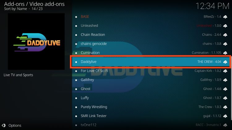 choose daddylive kodi addon