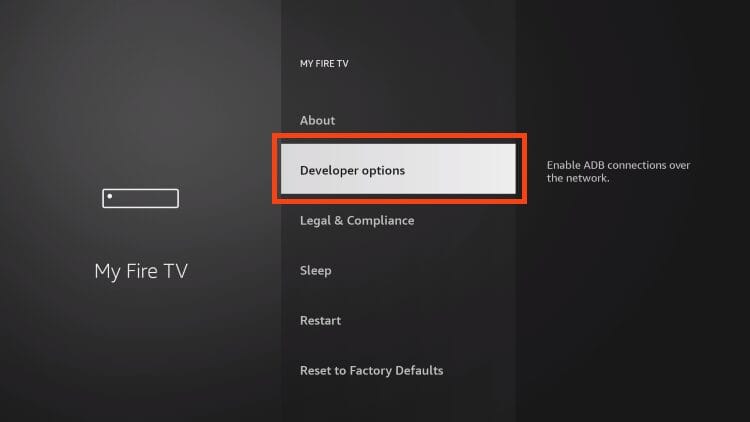 select developer options