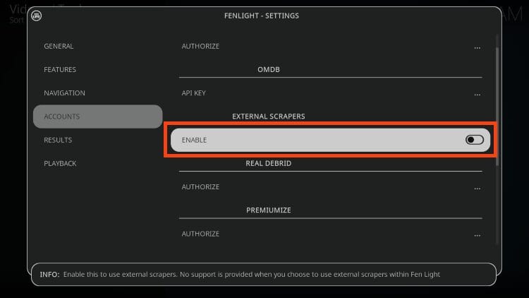 select enable external providers