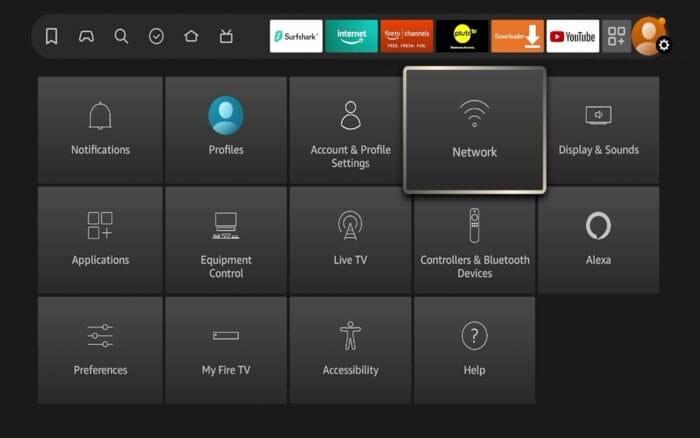 Scroll down and click Network.