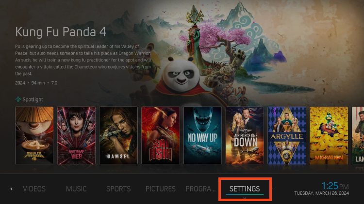 select settings