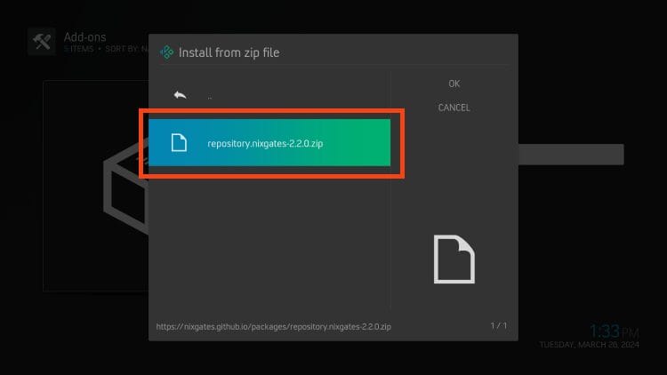 click zip file