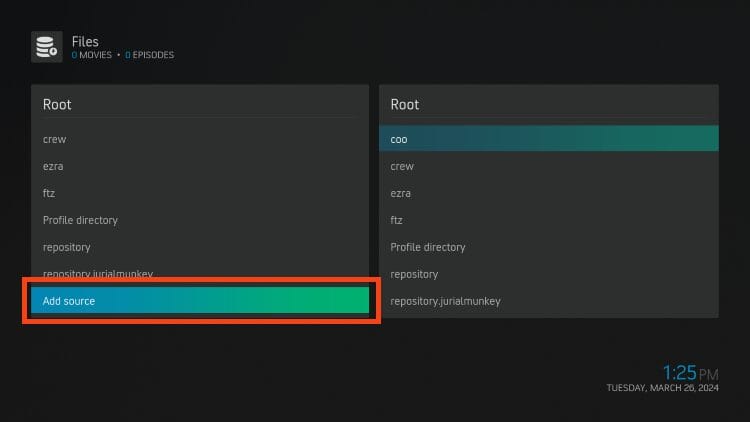 click add source