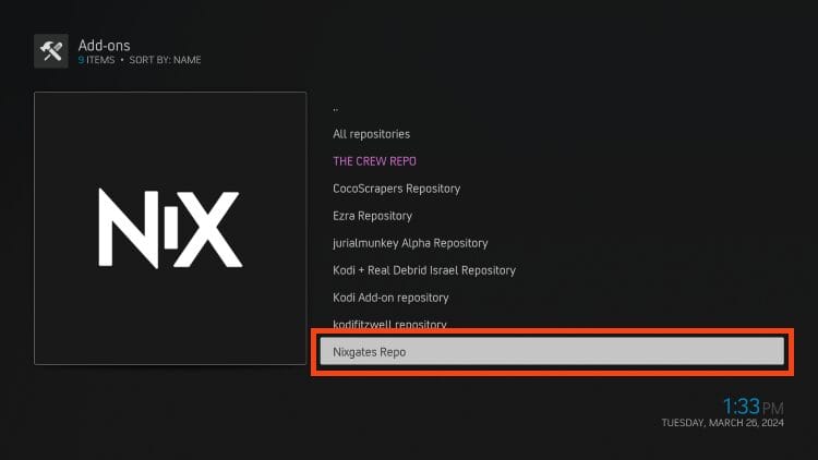 select your repo
