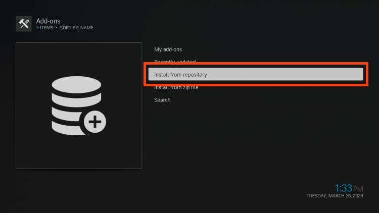 click install from repository