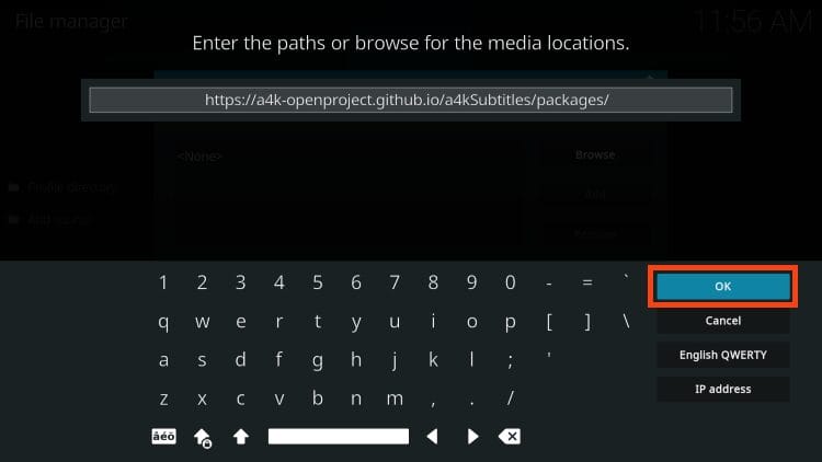 type https://a4k-openproject.github.io/a4kSubtitles/packages/ and click ok