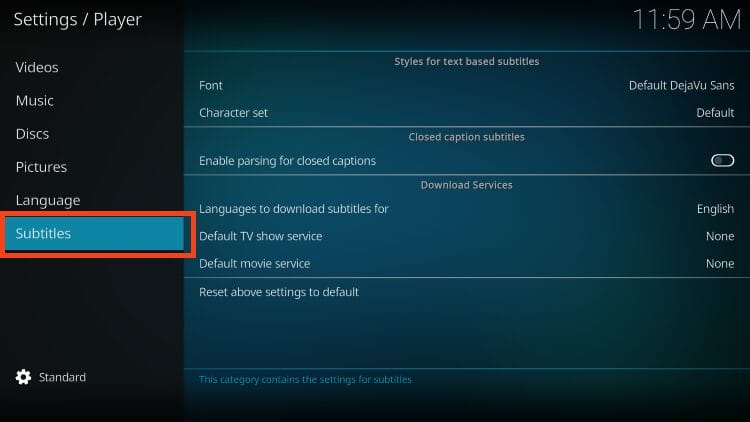 choose subtitles