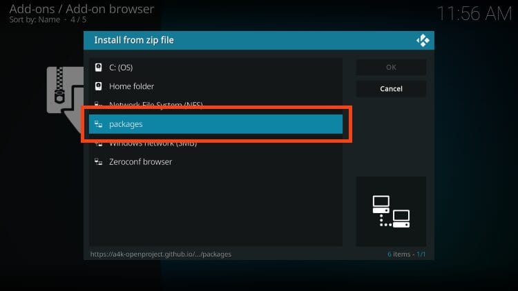 select packages to install kodi subtitles addon