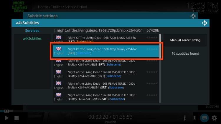 choose kodi subtitle file
