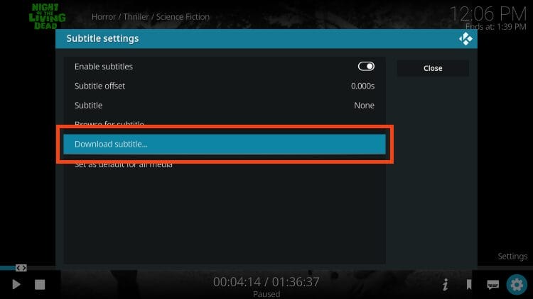 select download subtitle