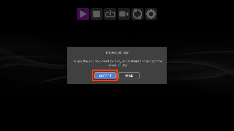 click accept for Perfect Player IPTV