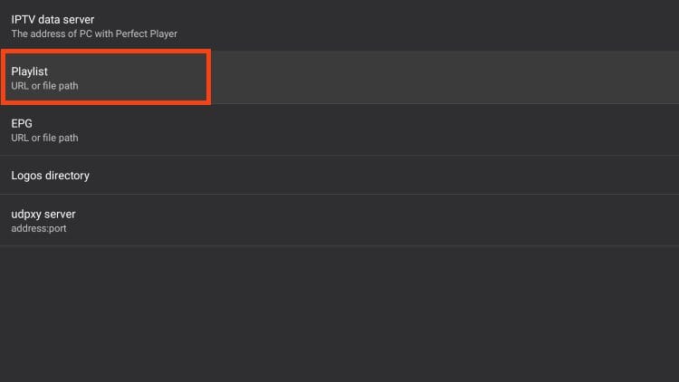 choose playlist to set up perfect player