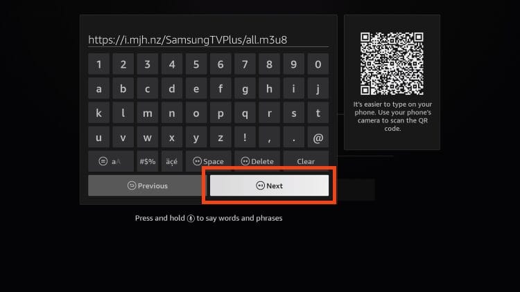 type url and click next