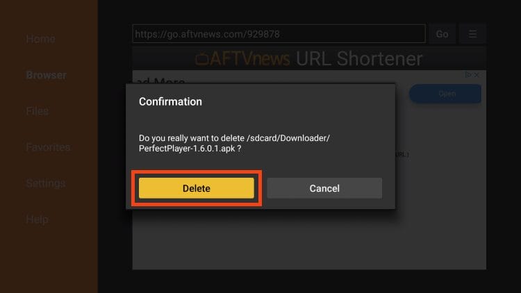 click delete again
