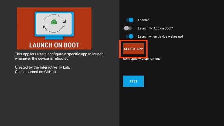 click select app