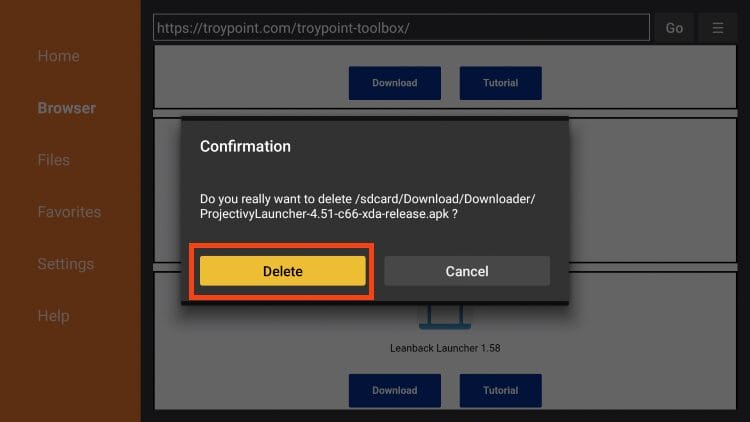 choose delete again
