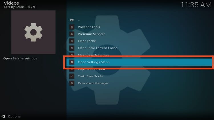 choose open settings menu