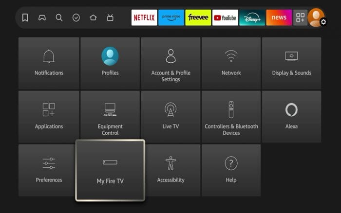 Scroll down and select My Fire TV.