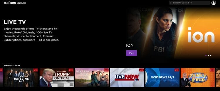 The Roku Channel Website