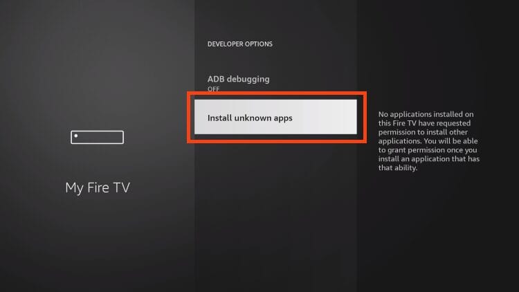 Click Install Unknown Applications