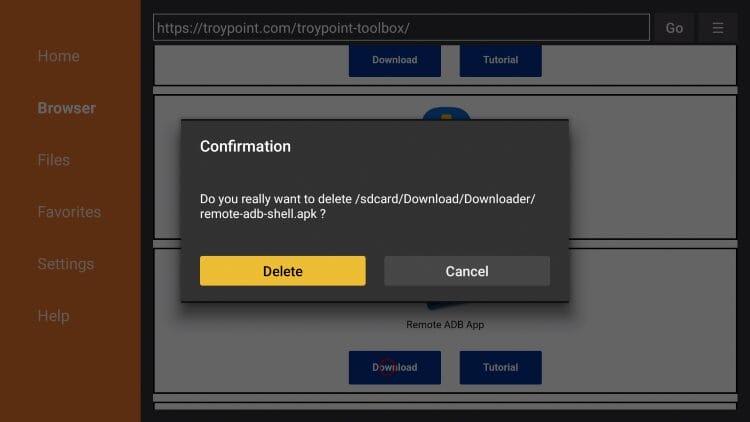 click delete again