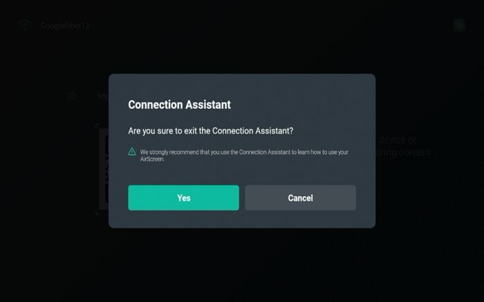 If this Connection Assistant message appears, we suggest exiting.