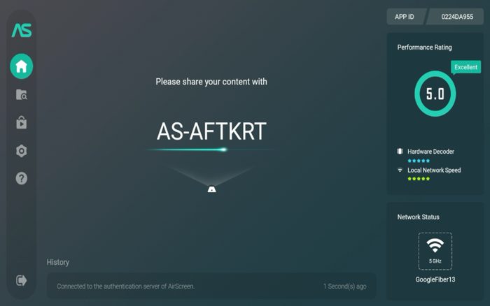 You should now be on the home screen of AirScreen.