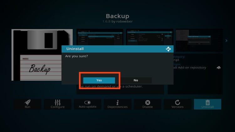 click yes to confirm