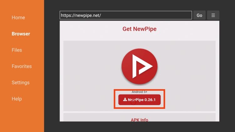 select the latest release of NewPipe APK