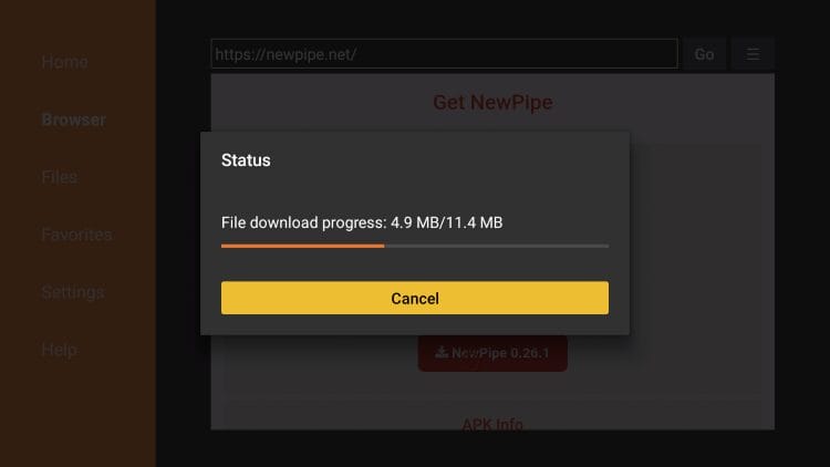 wait for newpipe to install