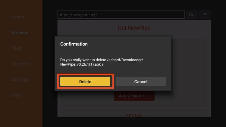 choose delete again