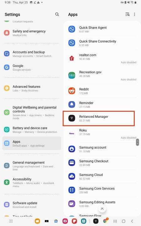find revanced manager in your apps list