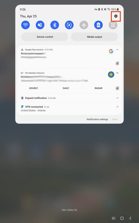 open settings