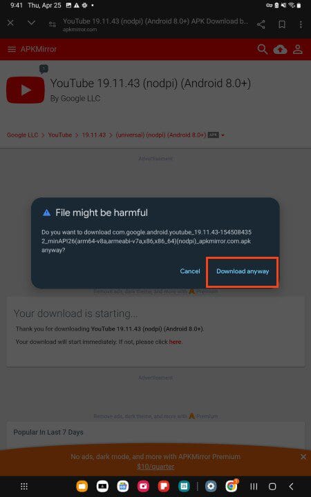 choose download anyway