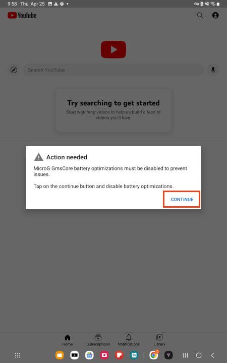 click continue