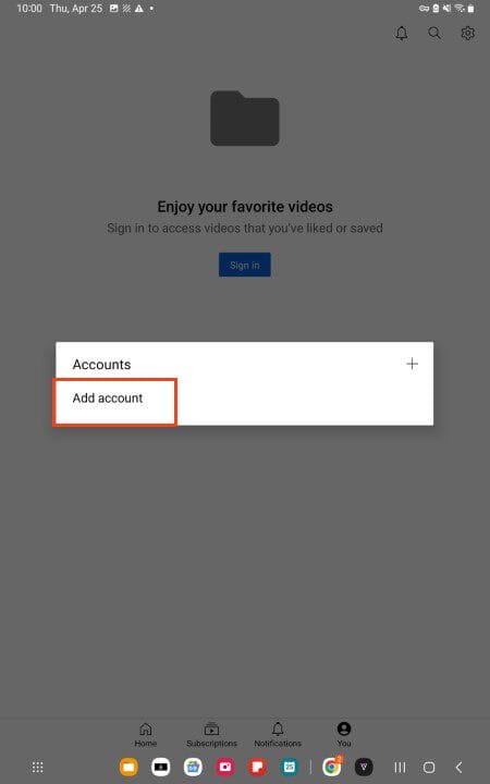 click add account