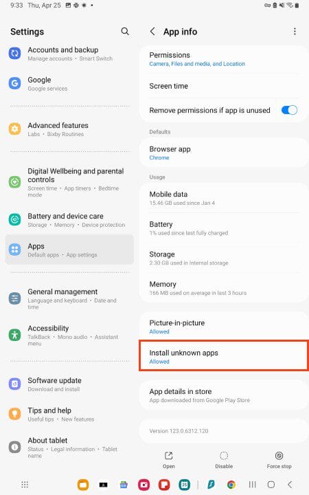 click install unknown apps for YouTube ReVanced