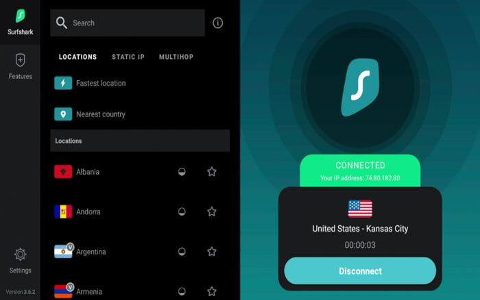 You are now connected to Surfshark VPN on your Firestick!