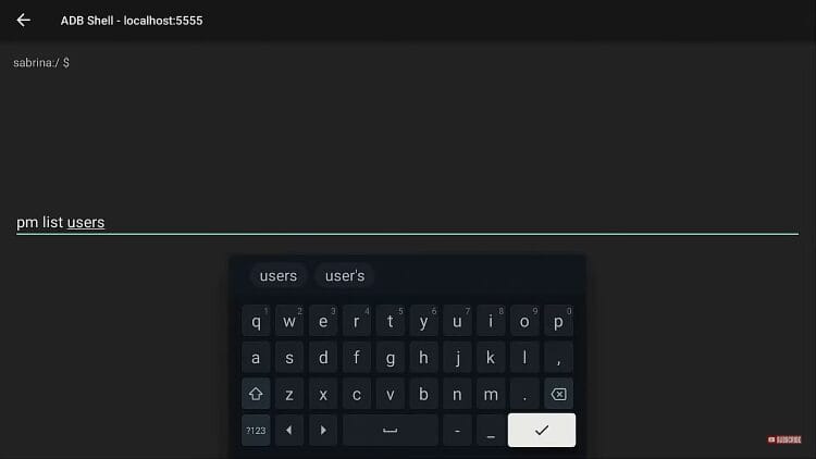 type pm list users and click the checkmark