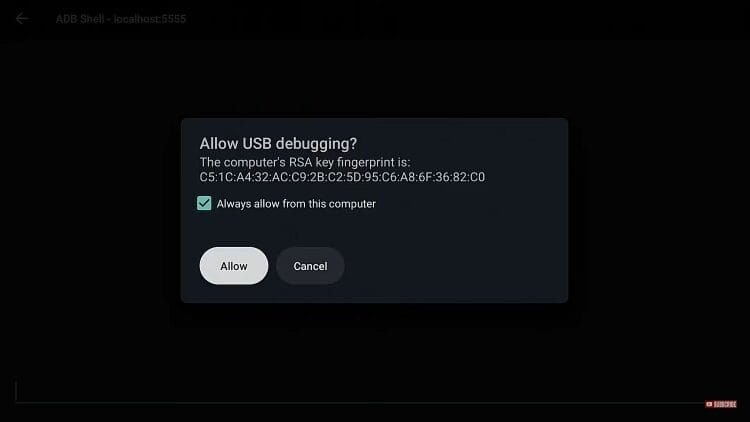 click always allow and select allow