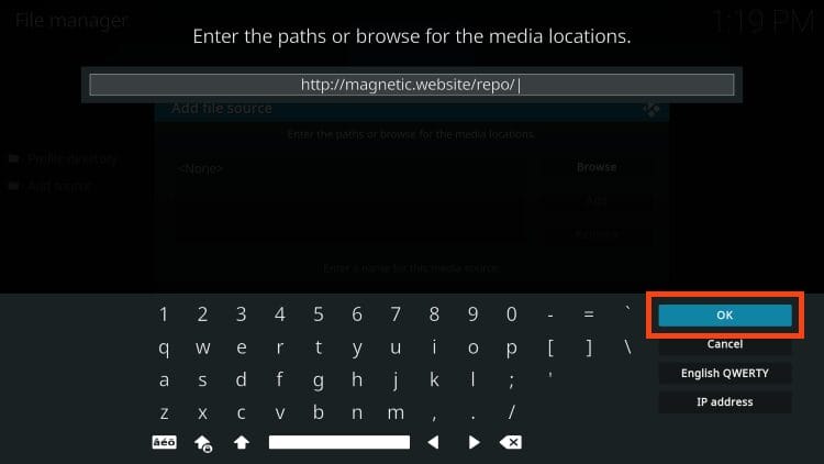 type http://magnetic.website/repo/ and click ok to install nightwing kodi addon