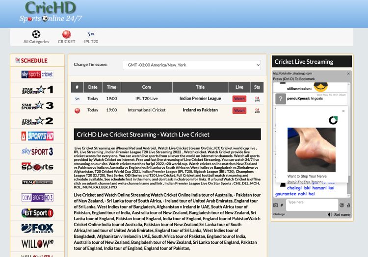 CricHD Website