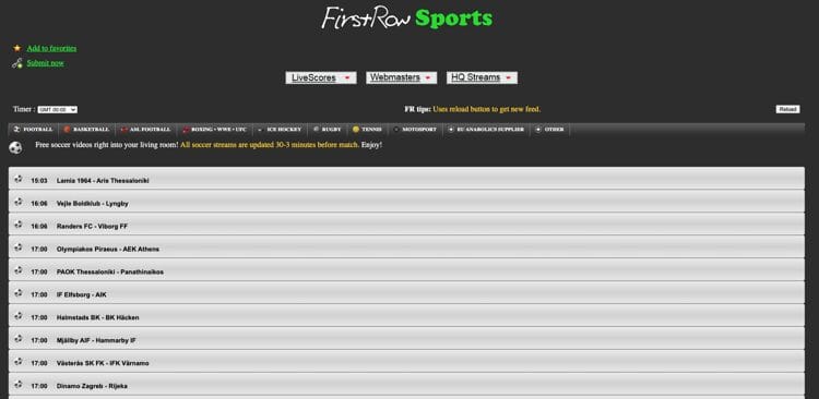 FirstRowSports Website
