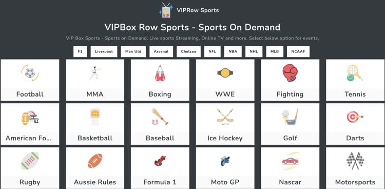 VIPRow Sports Website