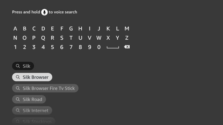 Type in "Silk Browser." Click the first option that appears.