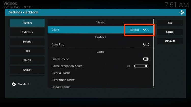 change client to debrid