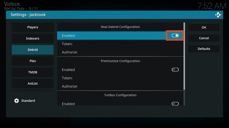 hover over debrid and click the toggle to enable this
