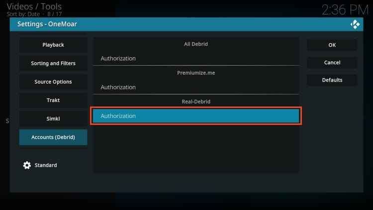 click authorization