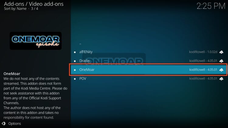 choose onemoar kodi addon