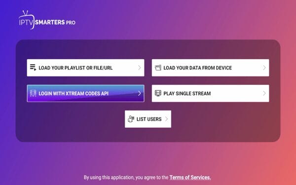 From there, you will click Connect with Xtream Codes API and repeat the same process as above.